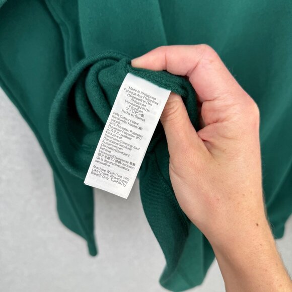 J Crew Womens Wide Collar Button Mockneck Pullover Sweatshirt Size XL Green NEW - Picture 5 of 10